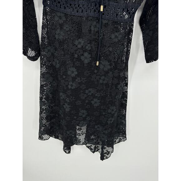 Despi Swim Cover Up Women MEDIUM Black V-Neck Polyamide Brazil Dress - Picture 3 of 7